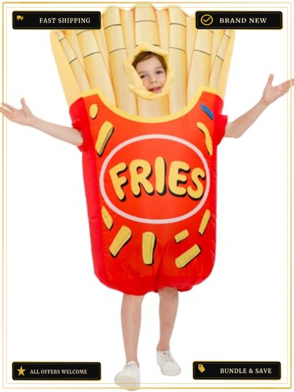 Kids Inflatable French Fries Costume Halloween Blow Up Full Body Suit